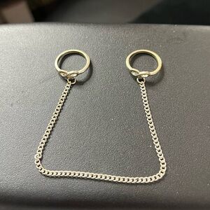 Minimal Double Ring Chain Connector in Gold Tone